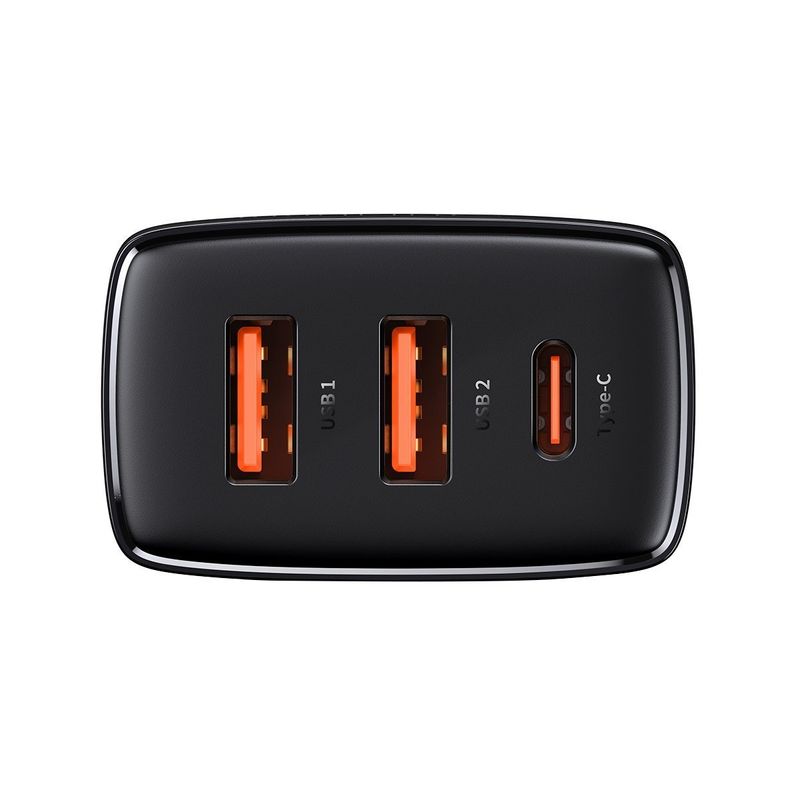 Ładowarka sieciowa BASEUS COMPACT QC 2xUSB/USB-C PD 3A 30W CZARNA/BLACK