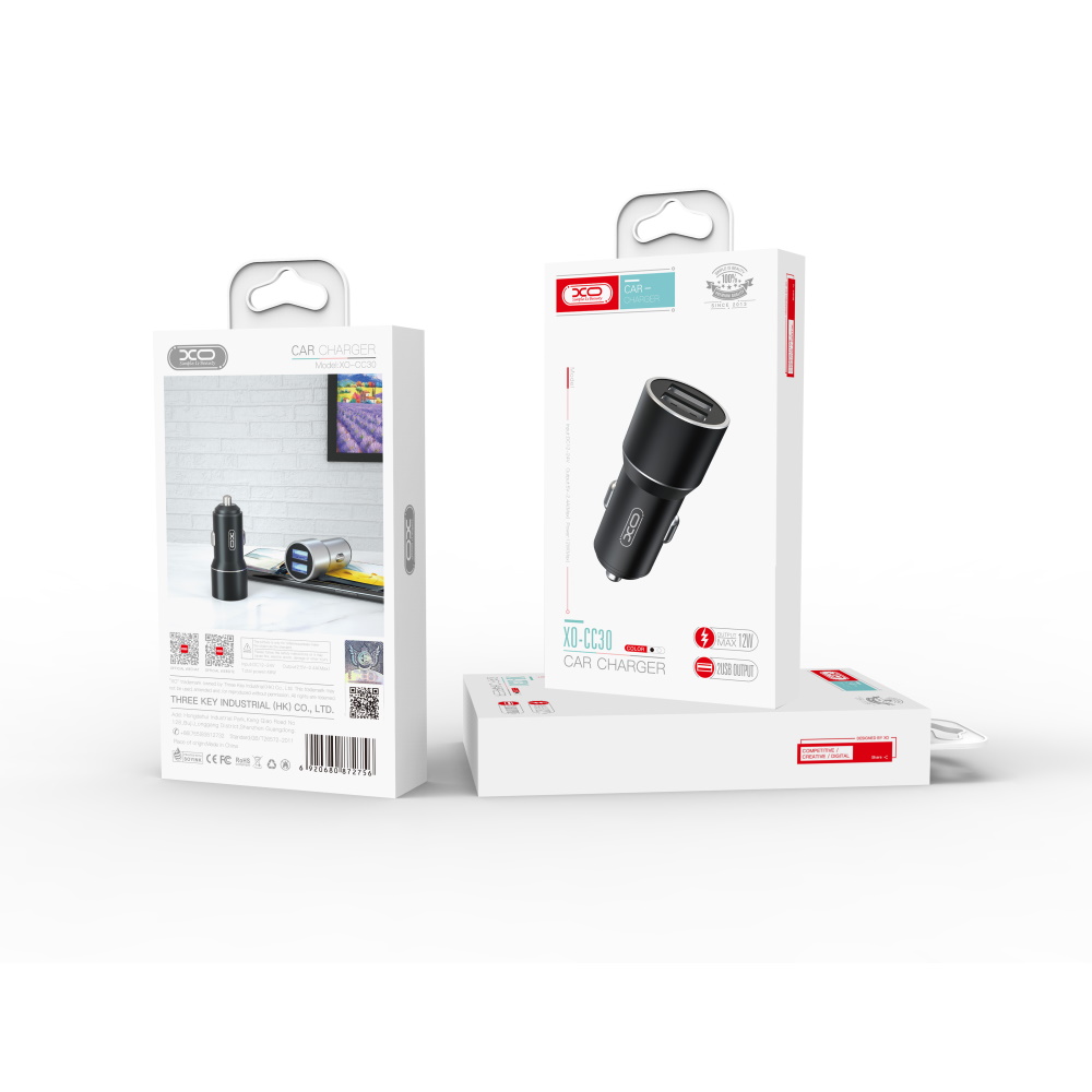 XO ładowarka samochodowa CC30 2xUSB 2,4A czarna
