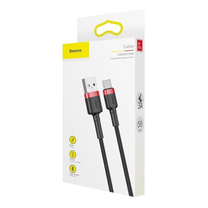 KABEL BASEUS CAFULE USB/USB-C 3A 0.5M RED/BLACK