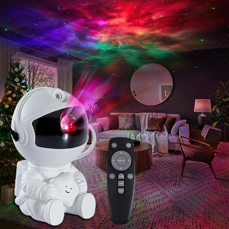 LAMPKA / PROJEKTOR LED ASTRONAUTA HR-F3, WHITE / BIAŁY