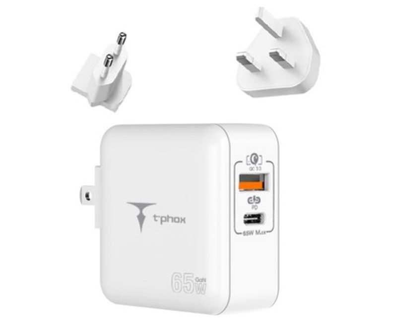 Ładowarka sieciowa T-PHOX MEGA T-PP09 GAN PD 65W USB/USB-C WHITE