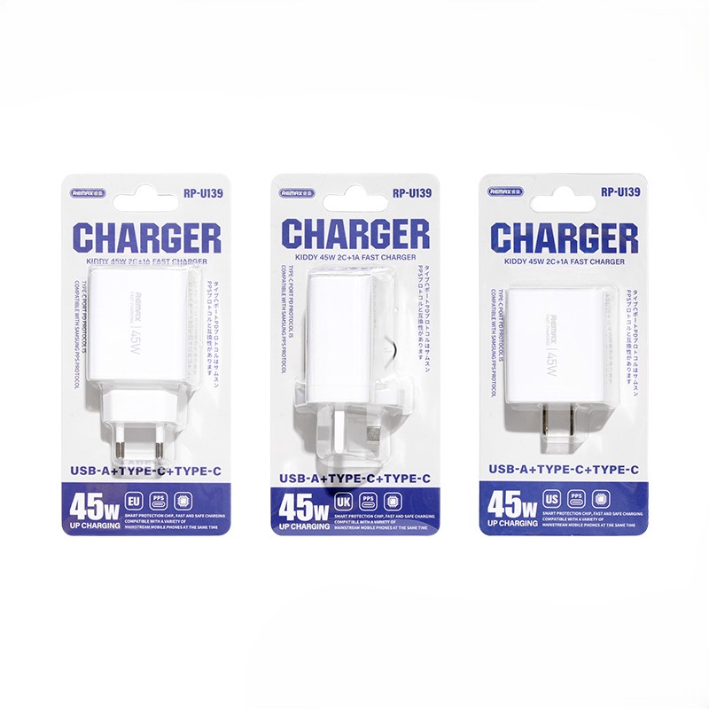 Ładowarka sieciowa KIDDY SERIES 45W RP-U139 2xUSB-C/1xUSB WHITE