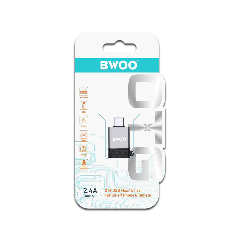 BWOO adapter USB - USB-C szary OTG BZ-35