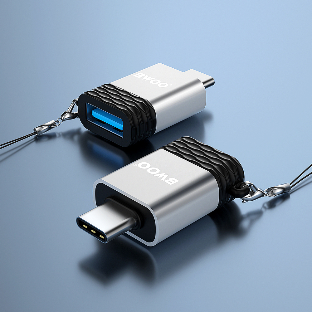 BWOO adapter USB - USB-C szary OTG BZ-35