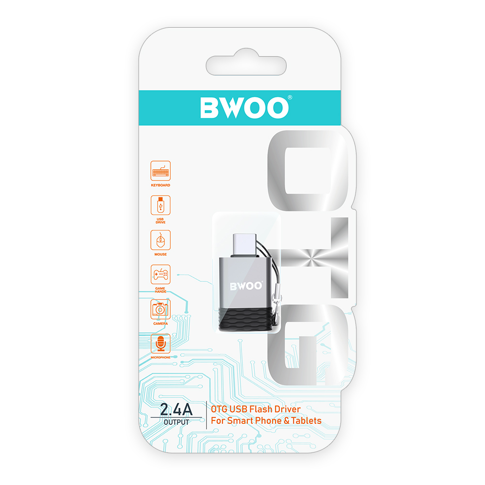 BWOO adapter USB - USB-C szary OTG BZ-35