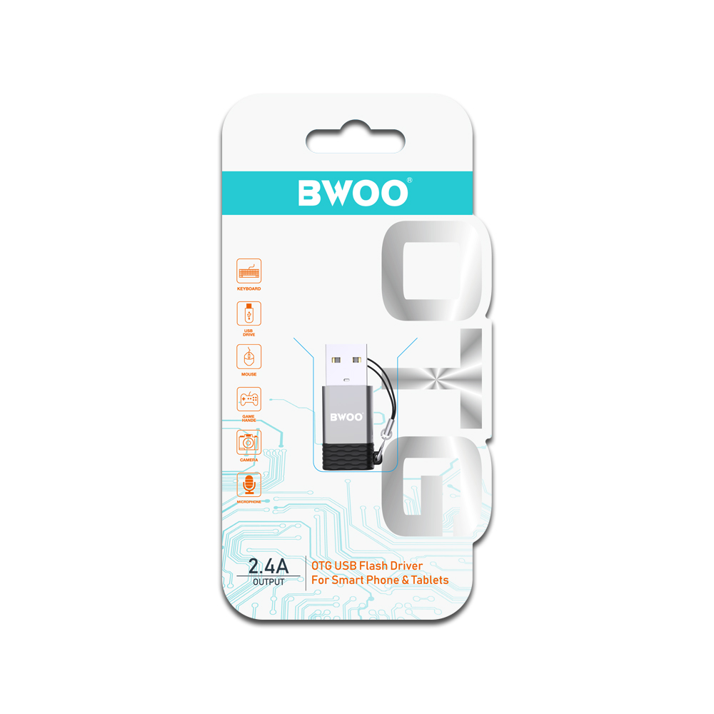 BWOO adapter USB-C - USB szary OTG BZ-38