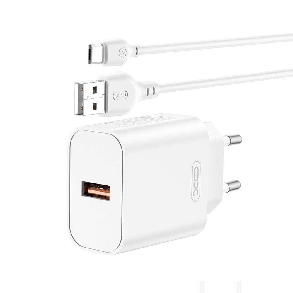 XO ładowarka sieciowa CE33 QC 18W 1x USB BIAŁA + KABEL USB-C